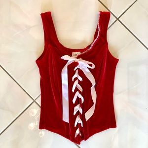 Red & White Velvet Corset
